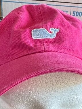 Vineyard Vines Hot Pink Cap with Light Blue Whale